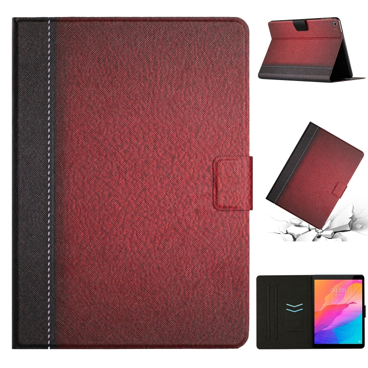 

For Huawei MatePad T8 Stitching Solid Color Leather Tablet Case(Red)
