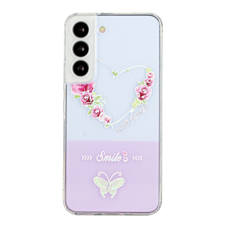

For Samsung Galaxy S21 5G Bronzing Butterfly Flower Phone Case(Rose Heart)