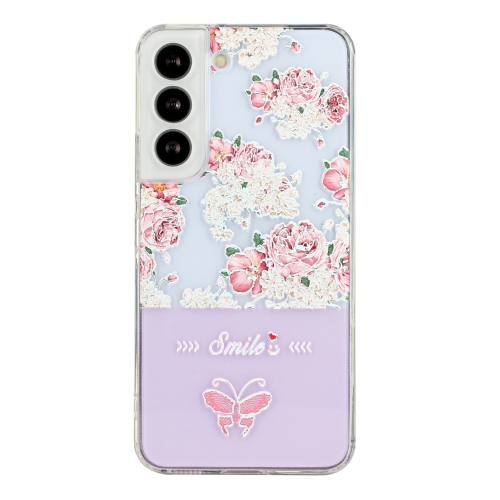 

For Samsung Galaxy S21 FE 5G Bronzing Butterfly Flower Phone Case(Peony)