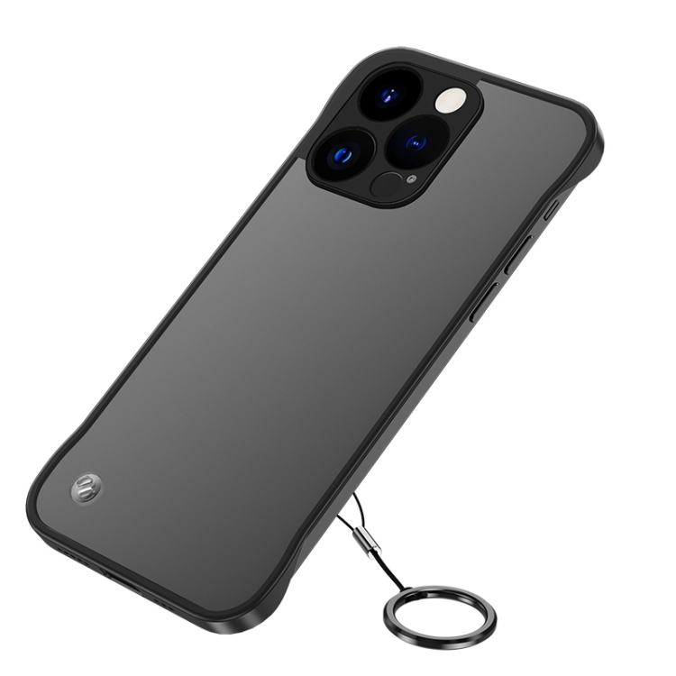 

Metal Lens Frosted Finger Ring Strap Phone Case For iPhone 14 Pro Max(Black)