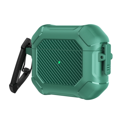 

Carbon Brazing Dimension TPU+PC Headphone Protective Cover with Switch Lock & Carabiner For AirPods 3(Green)