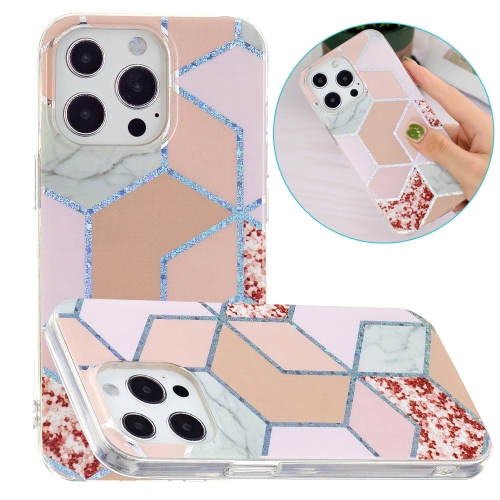 

For iPhone 14 Pro Max Electroplating Soft TPU Phone Case (Pink Rhombus)