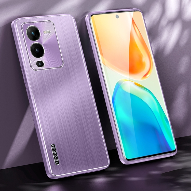 

For vivo S15 Brushed Texture Shockproof Phone Case(Light Purple)