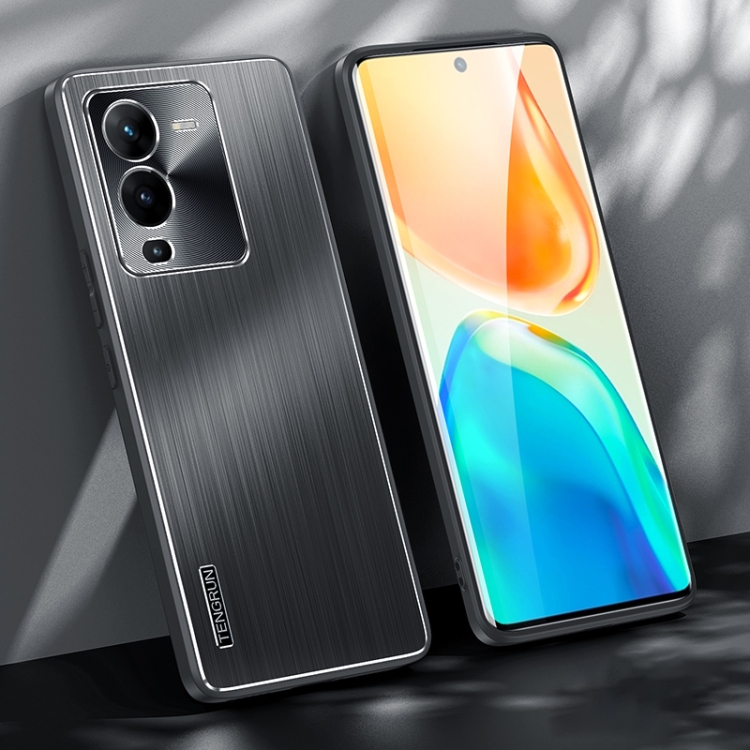 

For vivo S15 Pro Brushed Texture Shockproof Phone Case(Black)