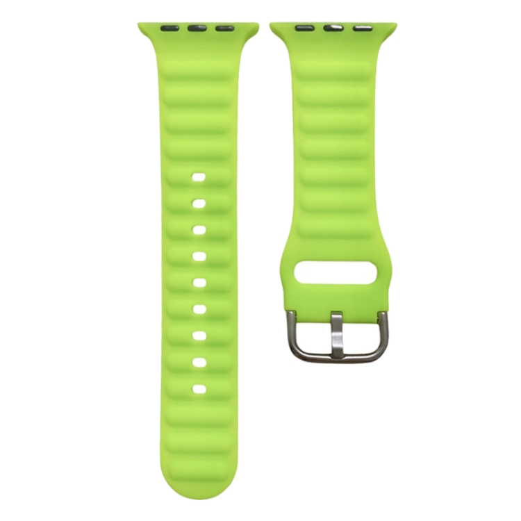

Single Color Silicone Watch Band For Apple Watch Ultra 49mm / Series 8&7 45mm / SE 2&6&SE&5&4 44mm / 3&2&1 42mm(Bright Green)