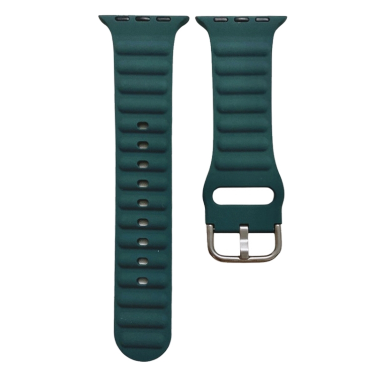 

Single Color Silicone Watch Band For Apple Watch Series 8&7 41mm / SE 2&6&SE&5&4 40mm / 3&2&1 38mm(Dark Green)