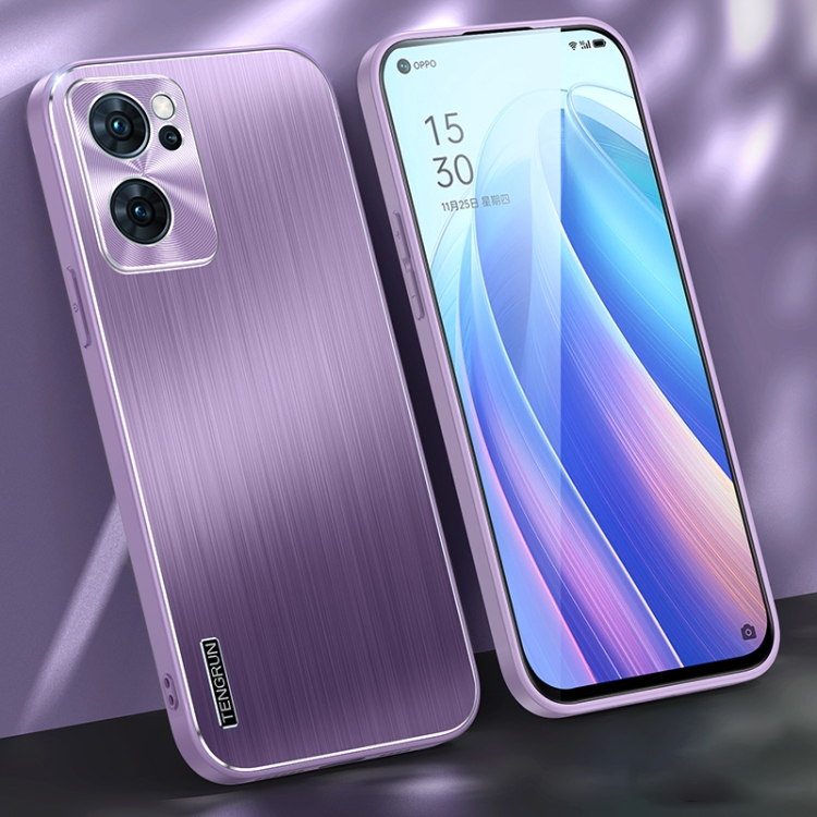 

For OPPO Reno7 Brushed Texture Shockproof Phone Case(Light Purple)
