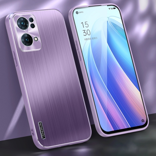 

For OPPO Reno7 Pro 5G Brushed Texture Shockproof Phone Case(Light Purple)