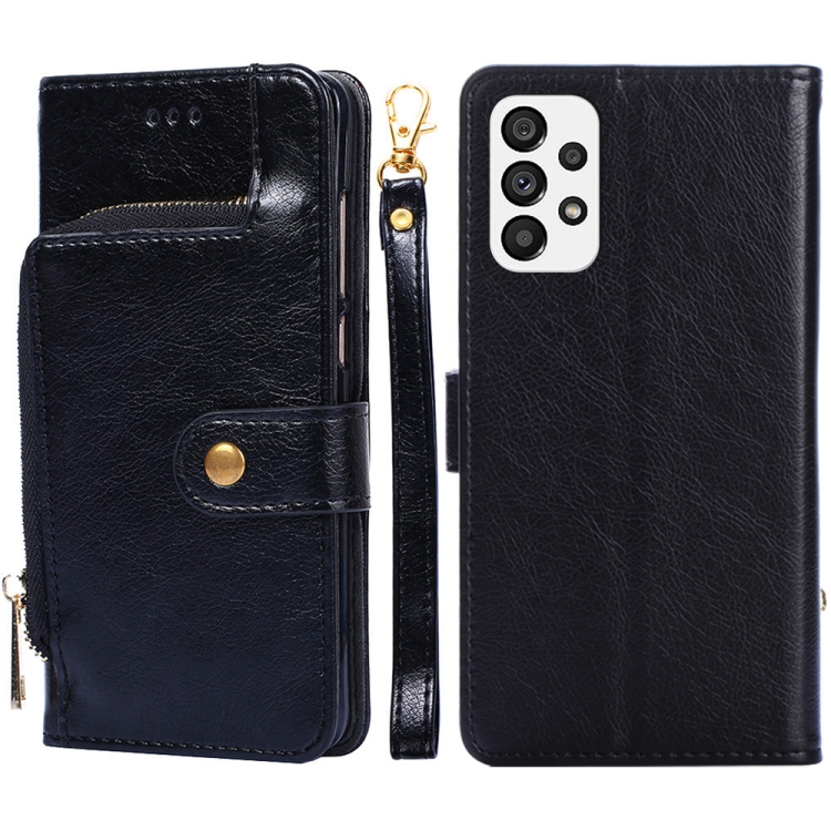 

For Samsung Galaxy A73 5G Zipper Bag Leather Phone Case(Black)