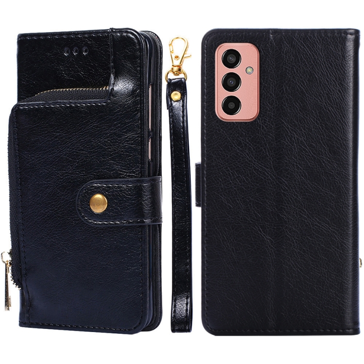 

For Samsung Galaxy M13 Zipper Bag Leather Phone Case(Black)