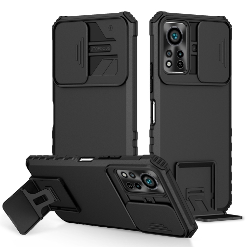 

For Infinix Hot 11S NFC Stereoscopic Holder Sliding Camshield Phone Case(Black)