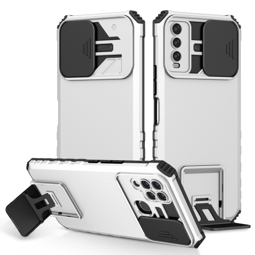 

For vivo Y20 Stereoscopic Holder Sliding Camshield Phone Case(White)