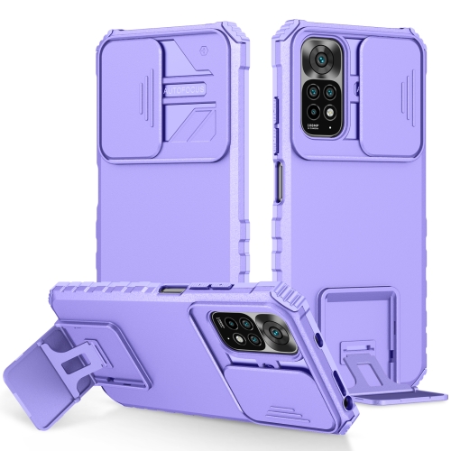 

For Xiaomi Redmi Note 11/11S Global Stereoscopic Holder Sliding Camshield Phone Case(Purple)