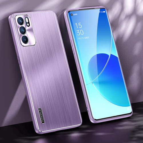 

For OPPO Reno6 Brushed Texture Shockproof Phone Case(Light Purple)