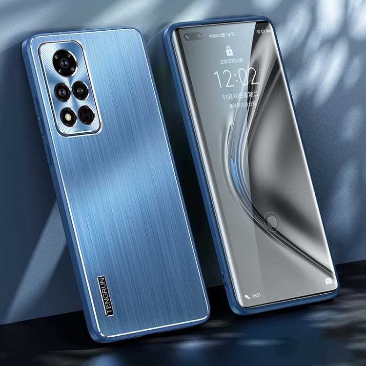 

For Honor V40 5G Brushed Texture Shockproof Phone Case(Navy Blue)