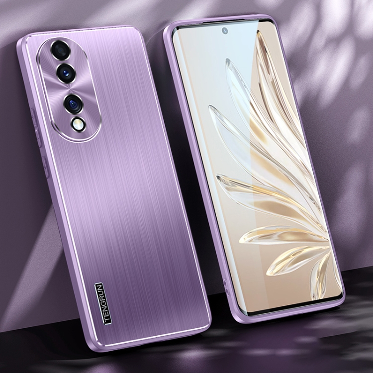 

For Honor 70 Brushed Texture Shockproof Phone Case(Light Purple)