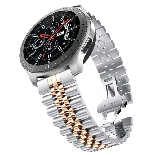 

For Samsung Galaxy Watch5 40mm / 44mm Five-bead Stainless Steel Watch Band(Silver+Rose Gold)