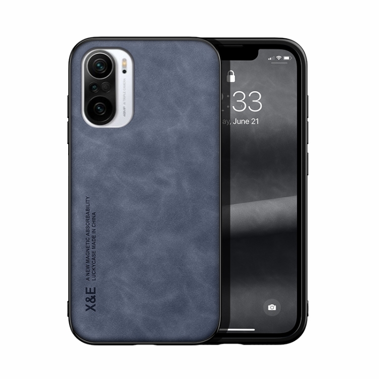 

For Xiaomi Redmi K40 Skin Feel Magnetic Leather Back Phone Case(Blue)