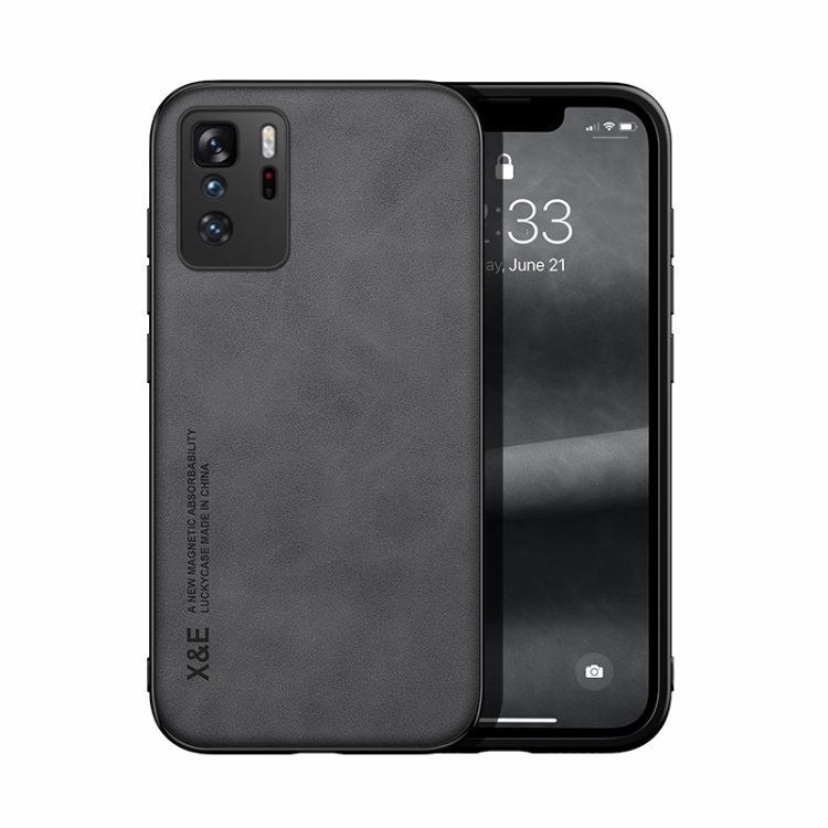 

For Xiaomi Redmi Note 10 Pro 5G Skin Feel Magnetic Leather Back Phone Case(Dark Grey)