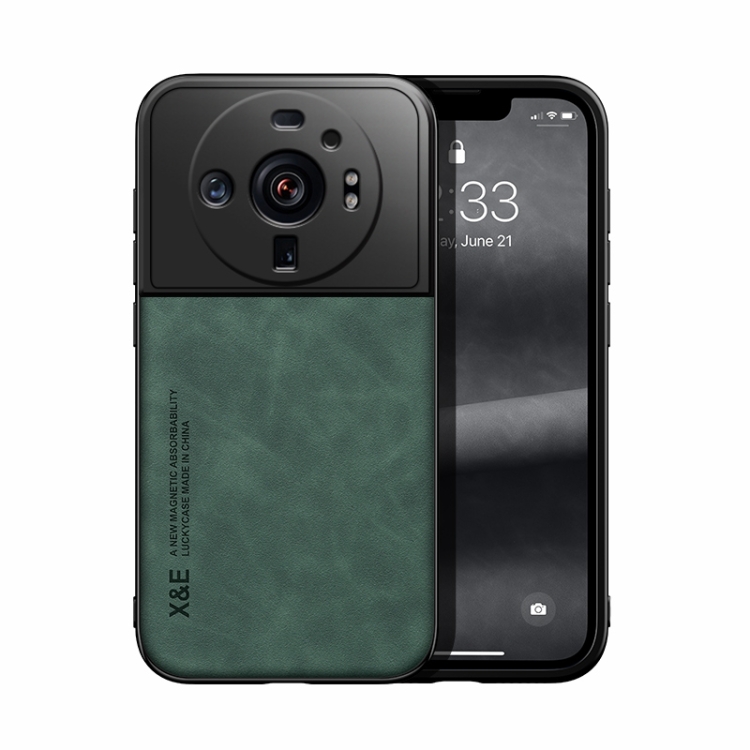 

For Xiaomi 12s Ultra Skin Feel Magnetic Leather Back Phone Case(Green)