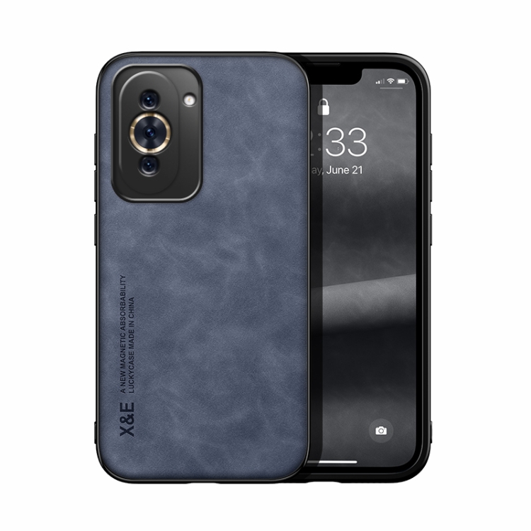 

For Huawei Nova 10 Pro Skin Feel Magnetic Leather Back Phone Case(Blue)