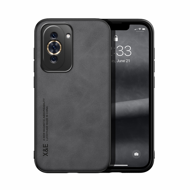 

For Huawei Nova 10 Pro Skin Feel Magnetic Leather Back Phone Case(Dark Grey)