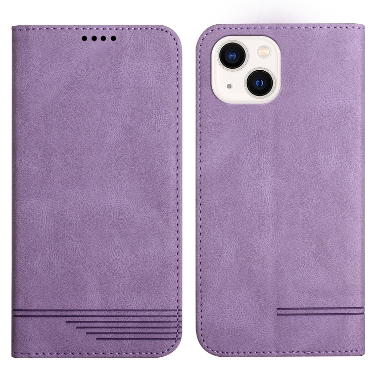 

Strong Magnetic Leather Case For iPhone 14 mini(Purple)