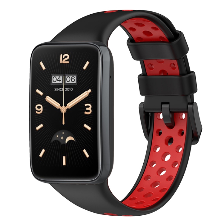 

For Xiaomi Mi Band 7 Pro Breathable Sports TPU Watch Band(Black+Red)
