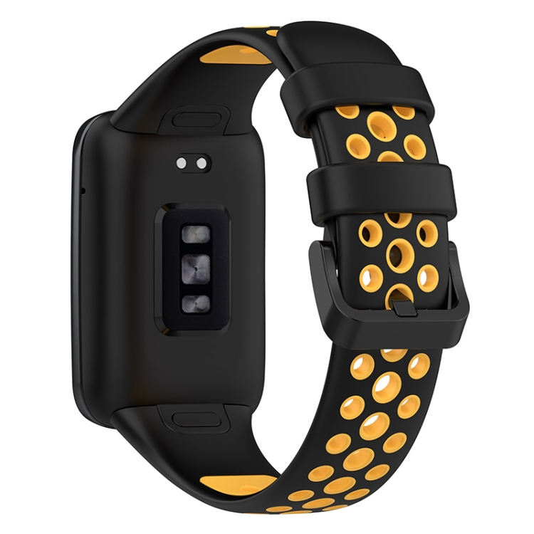 

For Xiaomi Mi Band 7 Pro Breathable Sports TPU Watch Band(Black+Yellow)
