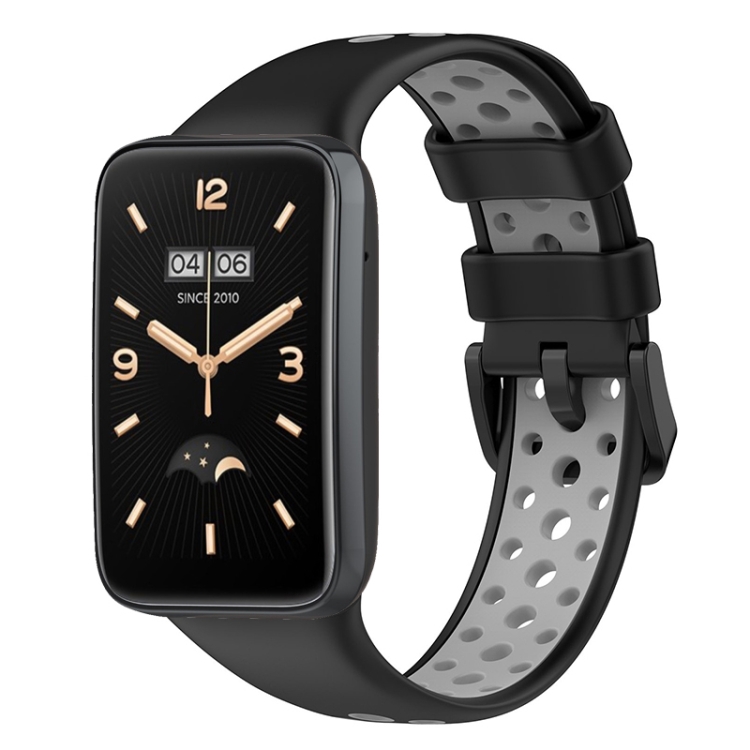 

For Xiaomi Mi Band 7 Pro Breathable Sports TPU Watch Band(Black+Grey)