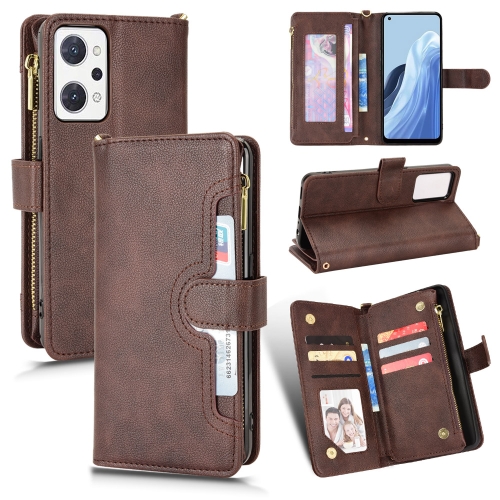 

For OPPO Reno7 A JP Version Litchi Texture Zipper Leather Phone Case(Brown)