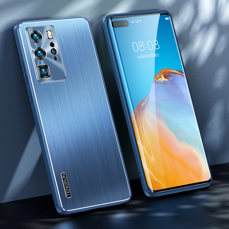 

For Huawei P40 Pro Brushed Texture Shockproof Phone Case(Navy Blue)