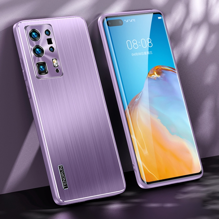 

For Huawei P40 Pro+ Brushed Texture Shockproof Phone Case(Light Purple)