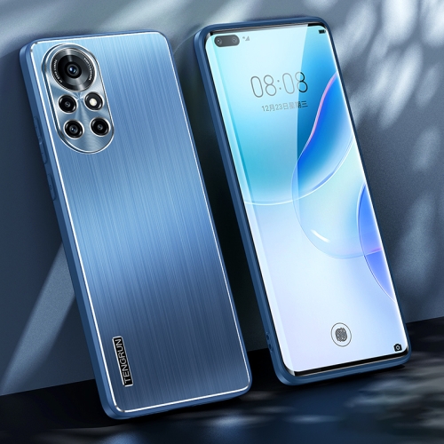 

For Huawei nova 8 Pro 5G Brushed Texture Shockproof Phone Case(Navy Blue)