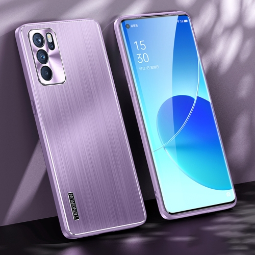 

For OPPO Reno6 Pro 5G Brushed Texture Shockproof Phone Case(Light Purple)