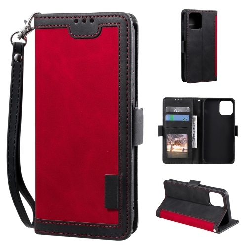 

Retro Splicing Leather Phone Case For iPhone 14(Red)