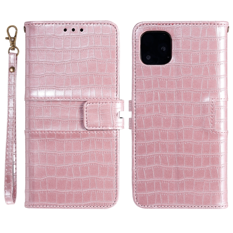 

For iPhone 14 Pro Crocodile Texture Leather Phone Case(Rose Gold)