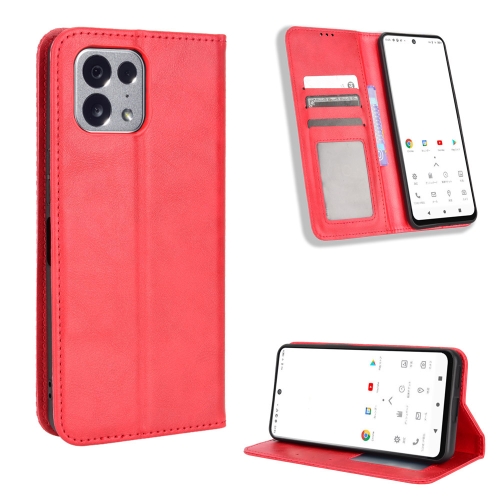 

For TONE E22 Magnetic Buckle Retro Texture Leather Phone Case(Red)