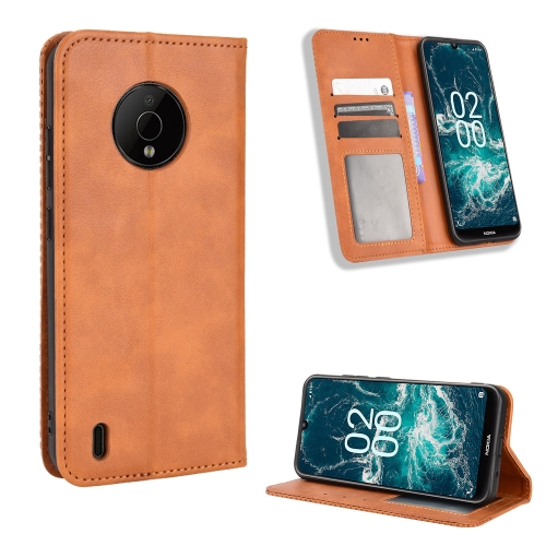 

For Nokia C200 Magnetic Buckle Retro Texture Leather Phone Case(Brown)