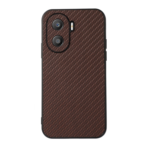 

For Honor X40i Accurate Hole Carbon Fiber Texture PU Phone Case(Brown)