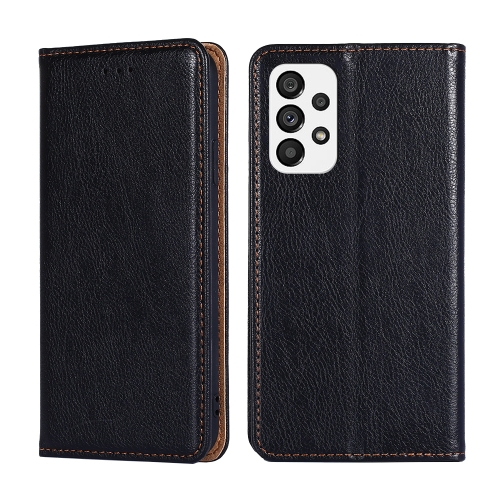 

For Samsung Galaxy A73 5G Gloss Oil Solid Color Magnetic Flip Leather Phone Case(Black)