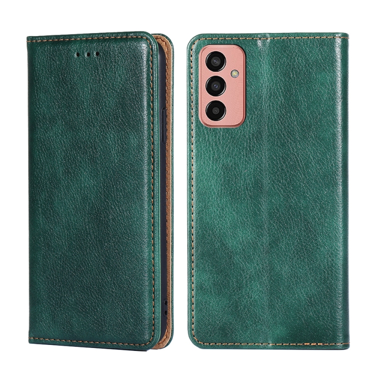 

For Samsung Galaxy M13 Gloss Oil Solid Color Magnetic Flip Leather Phone Case(Green)