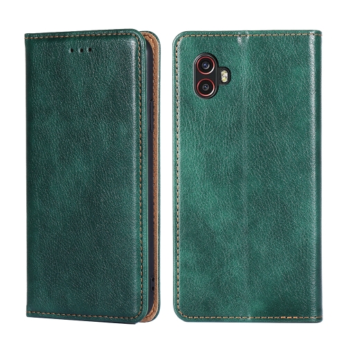 

For Samsung Galaxy Xcover6 Pro / Xcover Pro 2 Gloss Oil Solid Color Magnetic Flip Leather Phone Case(Green)