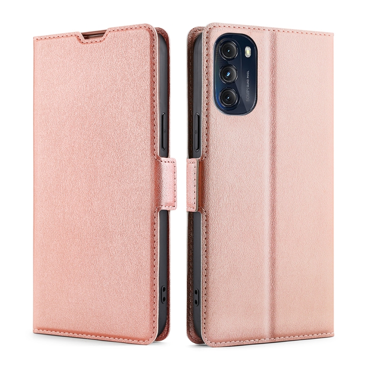 

For Motorola Moto G 5G 2022 Ultra-thin Voltage Side Buckle Horizontal Flip Leather Phone Case(Rose Gold)