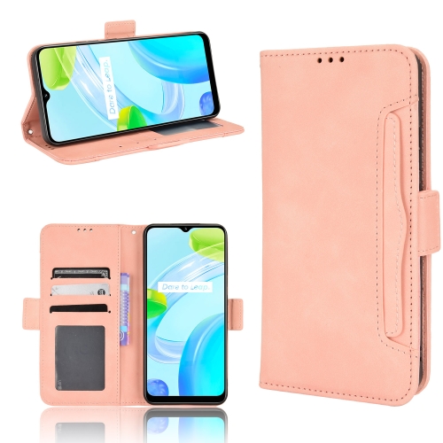 

For Realme C30 4G Skin Feel Calf Texture Card Slots Leather Phone Case(Pink)