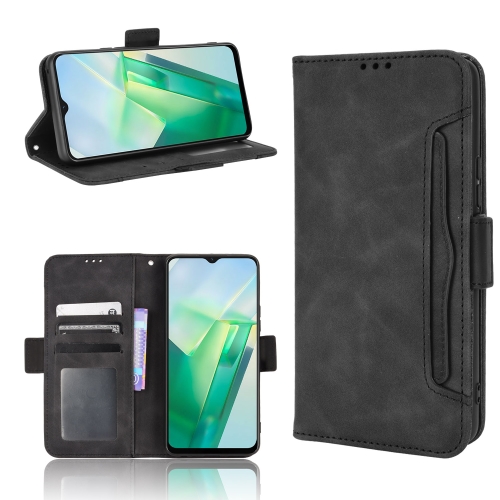 

For vivo T2X 5G Skin Feel Calf Texture Card Slots Leather Phone Case(Black)