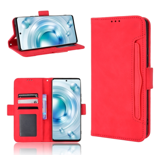 

For vivo X80 5G Skin Feel Calf Texture Card Slots Leather Phone Case(Red)