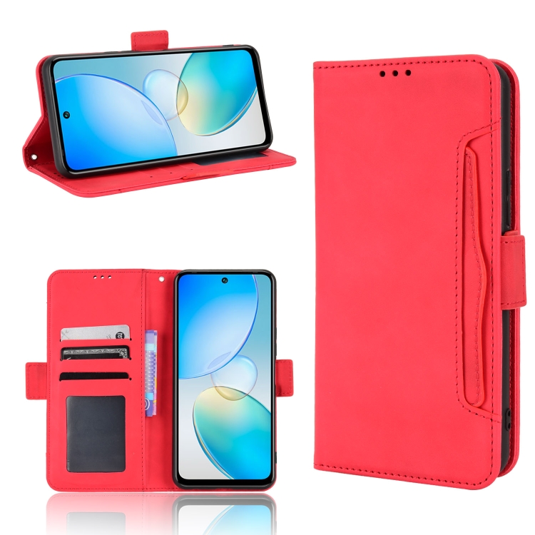

For Infinix Hot 12 Skin Feel Calf Texture Card Slots Leather Phone Case(Red)