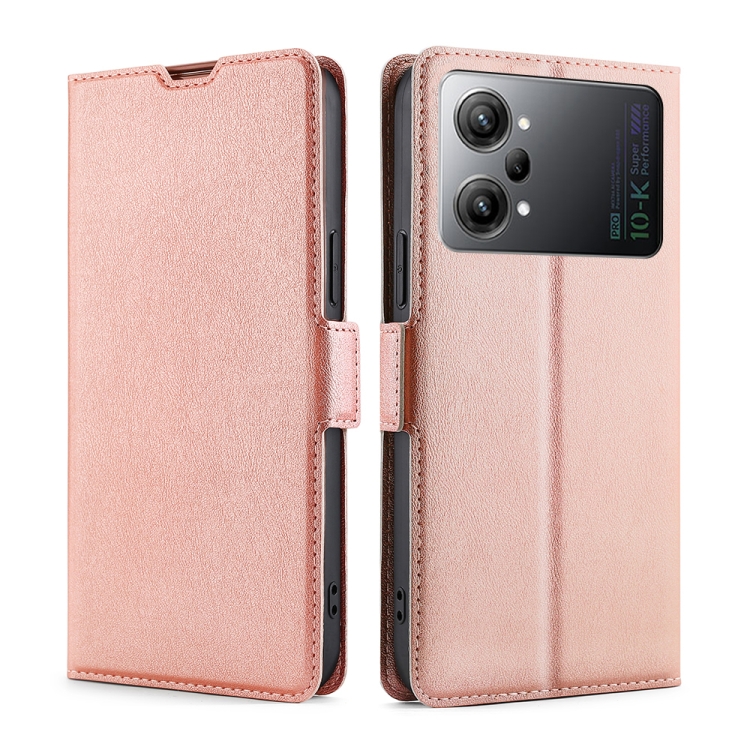 

For OPPO K10 Pro 5G Ultra-thin Voltage Side Buckle Horizontal Flip Leather Phone Case(Rose Gold)