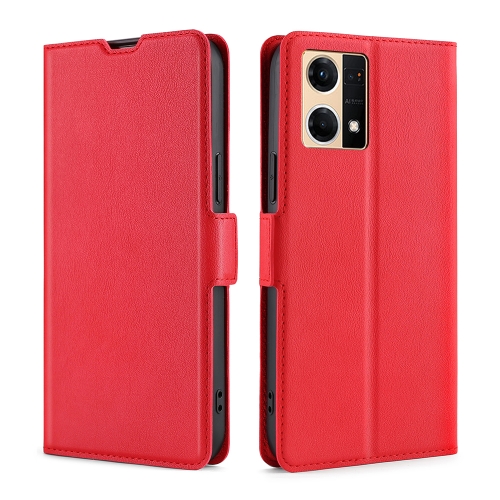 

For OPPO Reno7 4G/F21 Pro 4G Ultra-thin Voltage Side Buckle Horizontal Flip Leather Phone Case(Red)